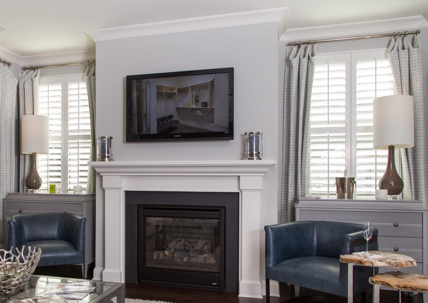 family room Clearwater faux wood shutters